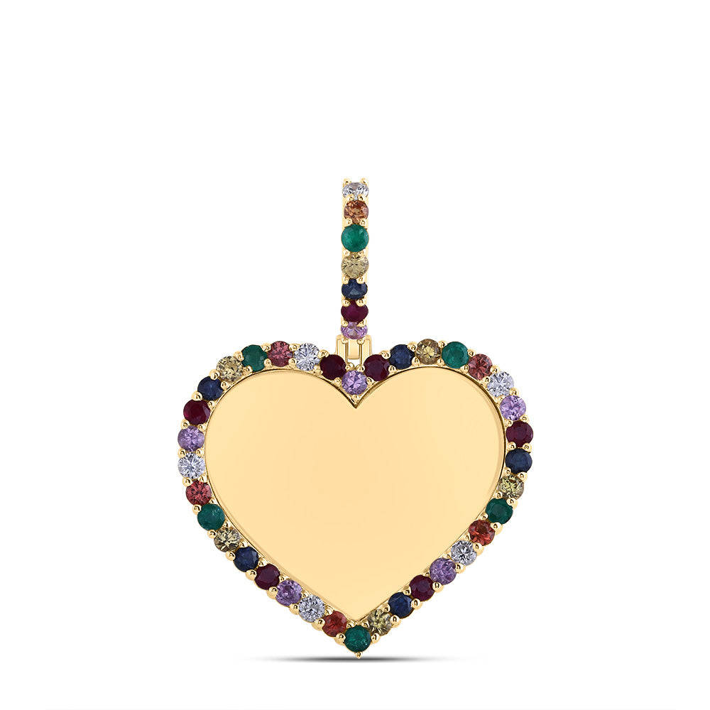1/5CTW-DIA CN 1 3/4CTW RD-NAT GEM MULTI CLR SAPPHIRE MEMORY HEART PENDANT Daisy Joyeria