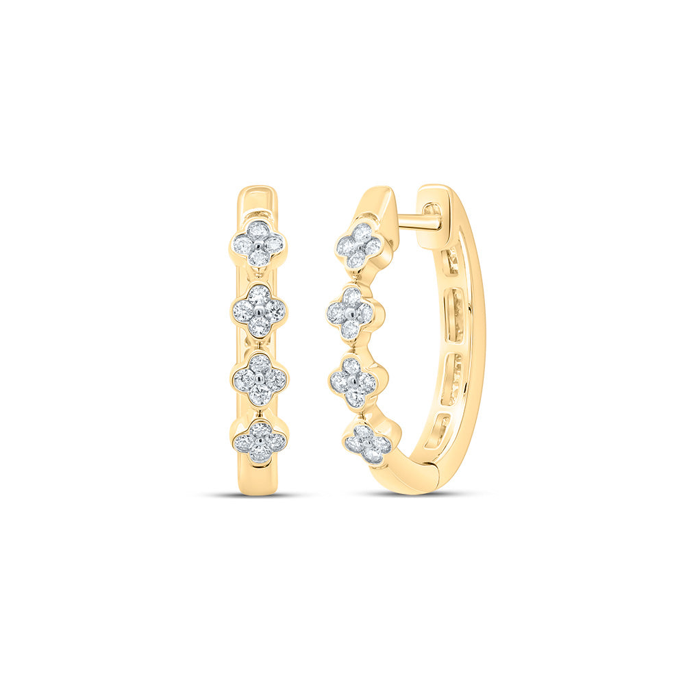 3/8CTW-DIA CN FASHION CLOVER HOOP EARRING Daisy Joyeria