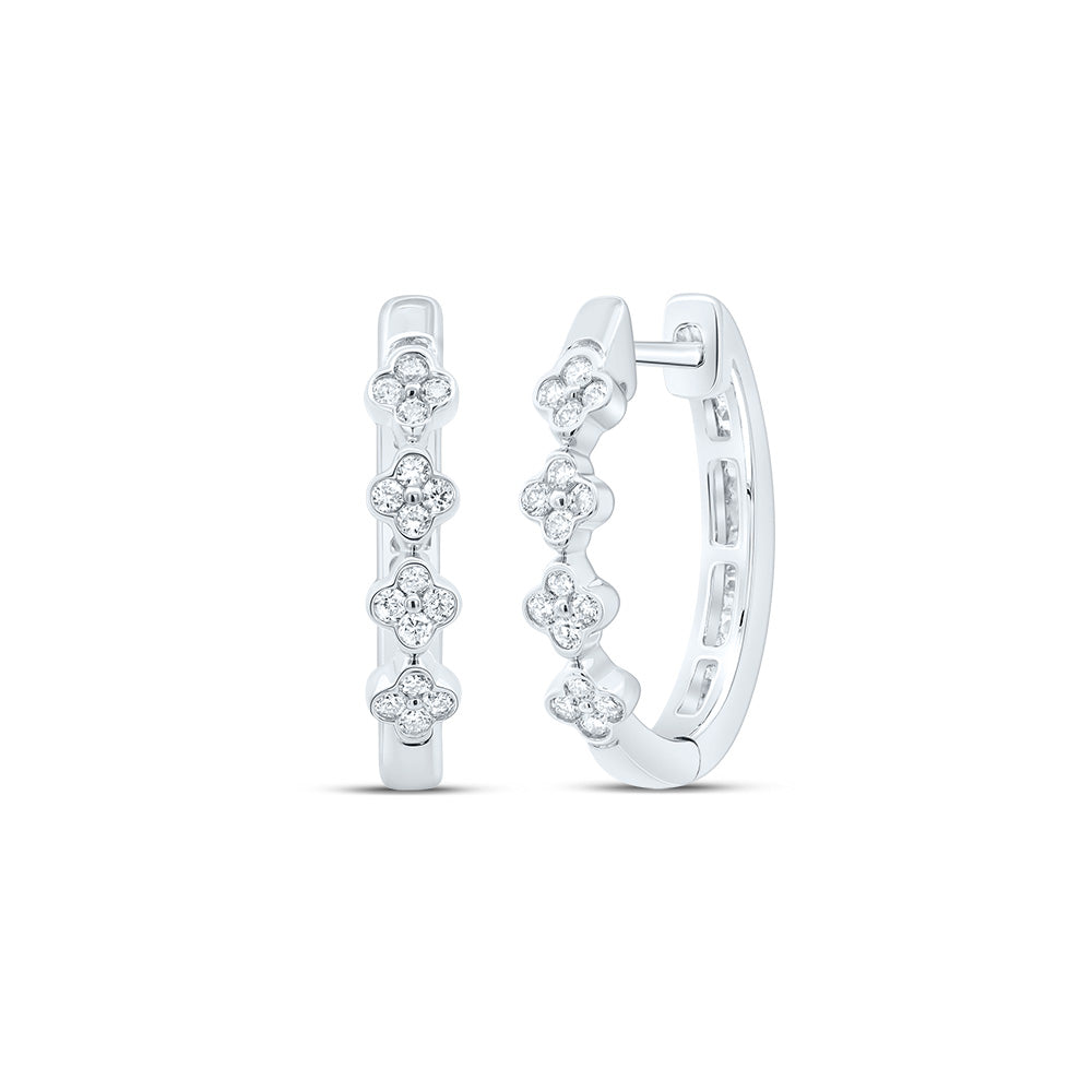 3/8CTW-DIA CN FASHION CLOVER HOOP EARRING Daisy Joyeria