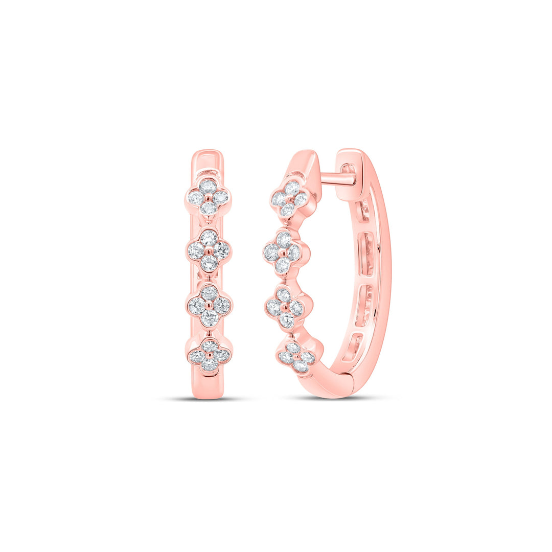 3/8CTW-DIA CN FASHION CLOVER HOOP EARRING Daisy Joyeria