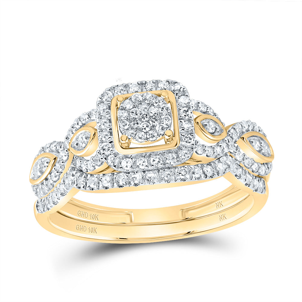 1/2CTW-NAT DIA NK FASHION CUSHION BRIDAL SET 7 Daisy Joyeria
