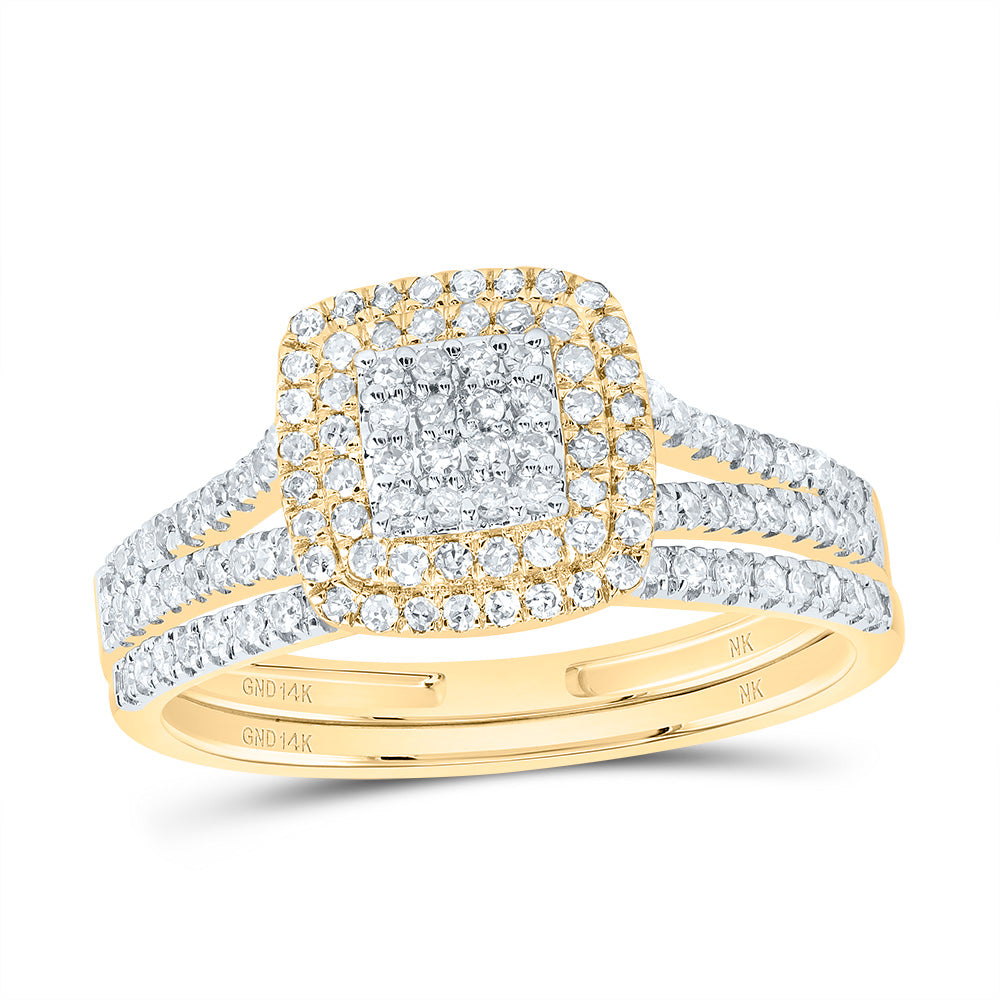 1/2CTW-NAT DIA NK CUSHION DOUBLE HALO BRIDAL SET 7 Daisy Joyeria