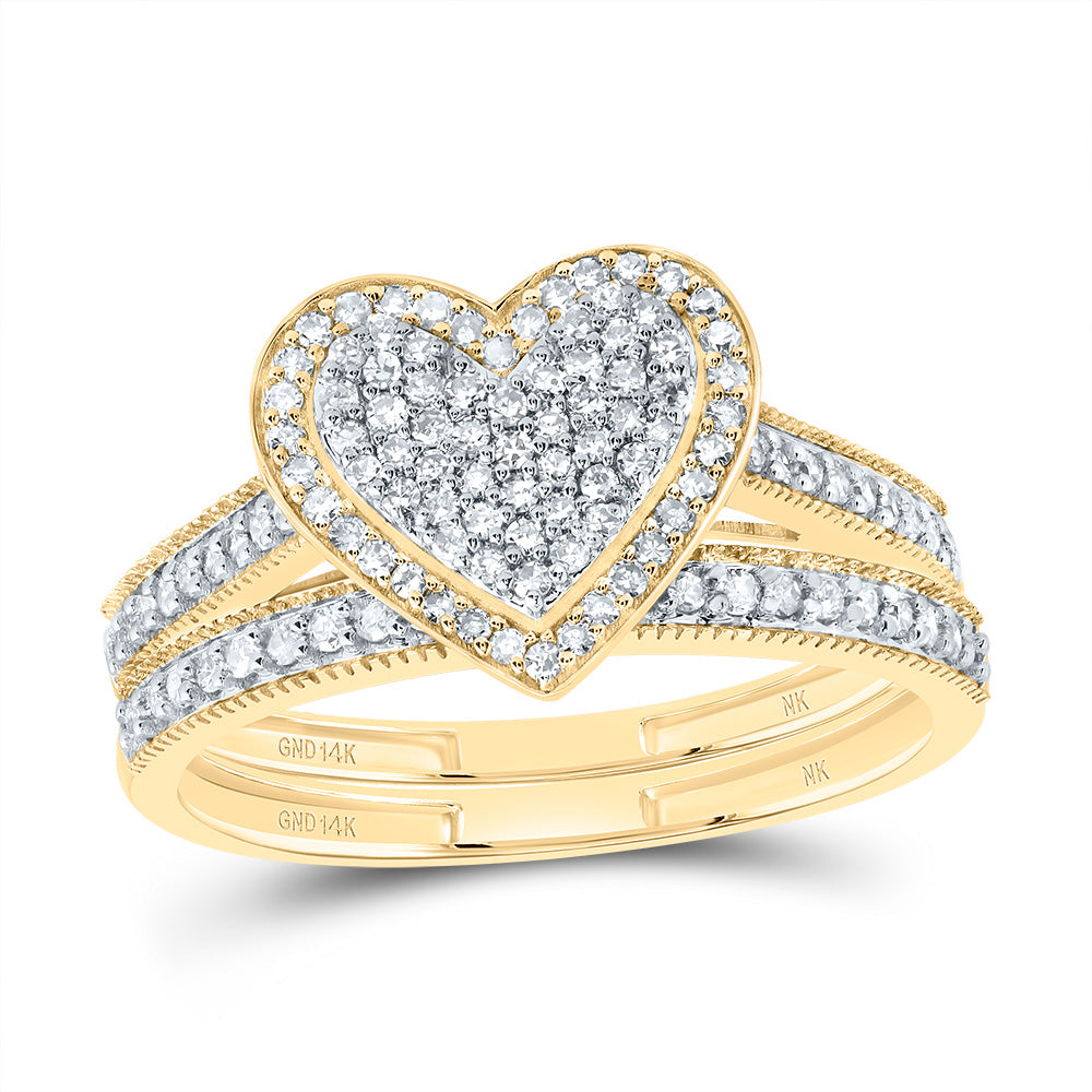 3/8CTW-NAT DIA NK FASHION HEART BRIDAL SET 7 Daisy Joyeria