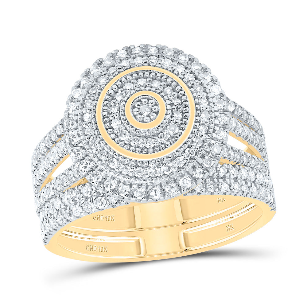 5/8CTW-NAT DIA NK ROUND DOUBLE HALO BRIDAL SET 7 Daisy Joyeria