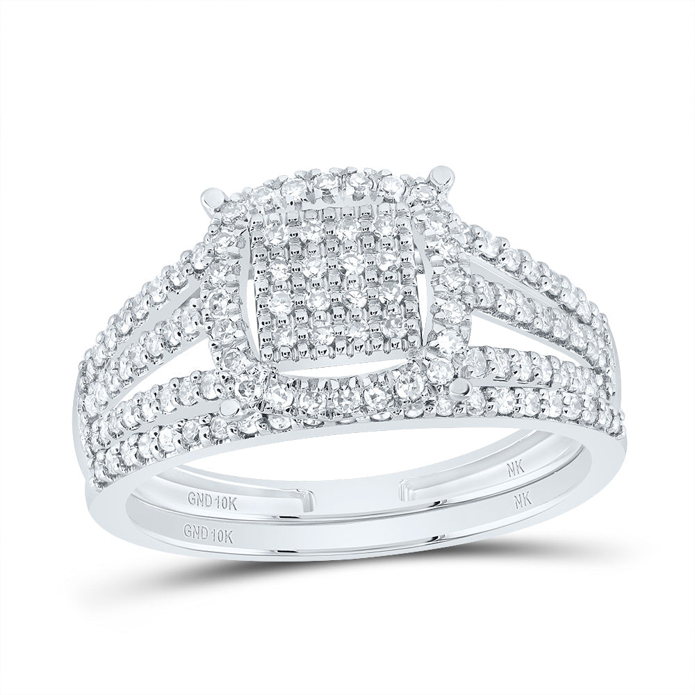3/8CTW-NAT DIA NK FASHION CUSHION BRIDAL SET 7 Daisy Joyeria