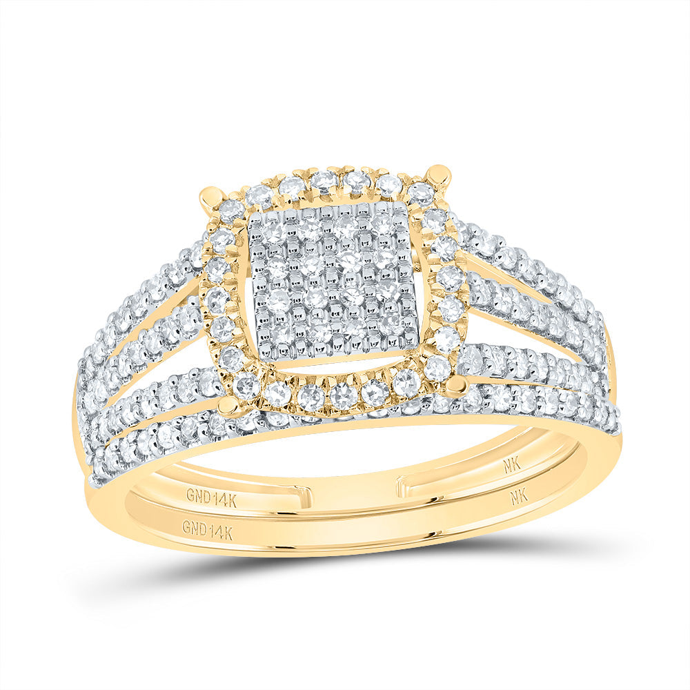 3/8CTW-NAT DIA NK FASHION CUSHION BRIDAL SET 7 Daisy Joyeria