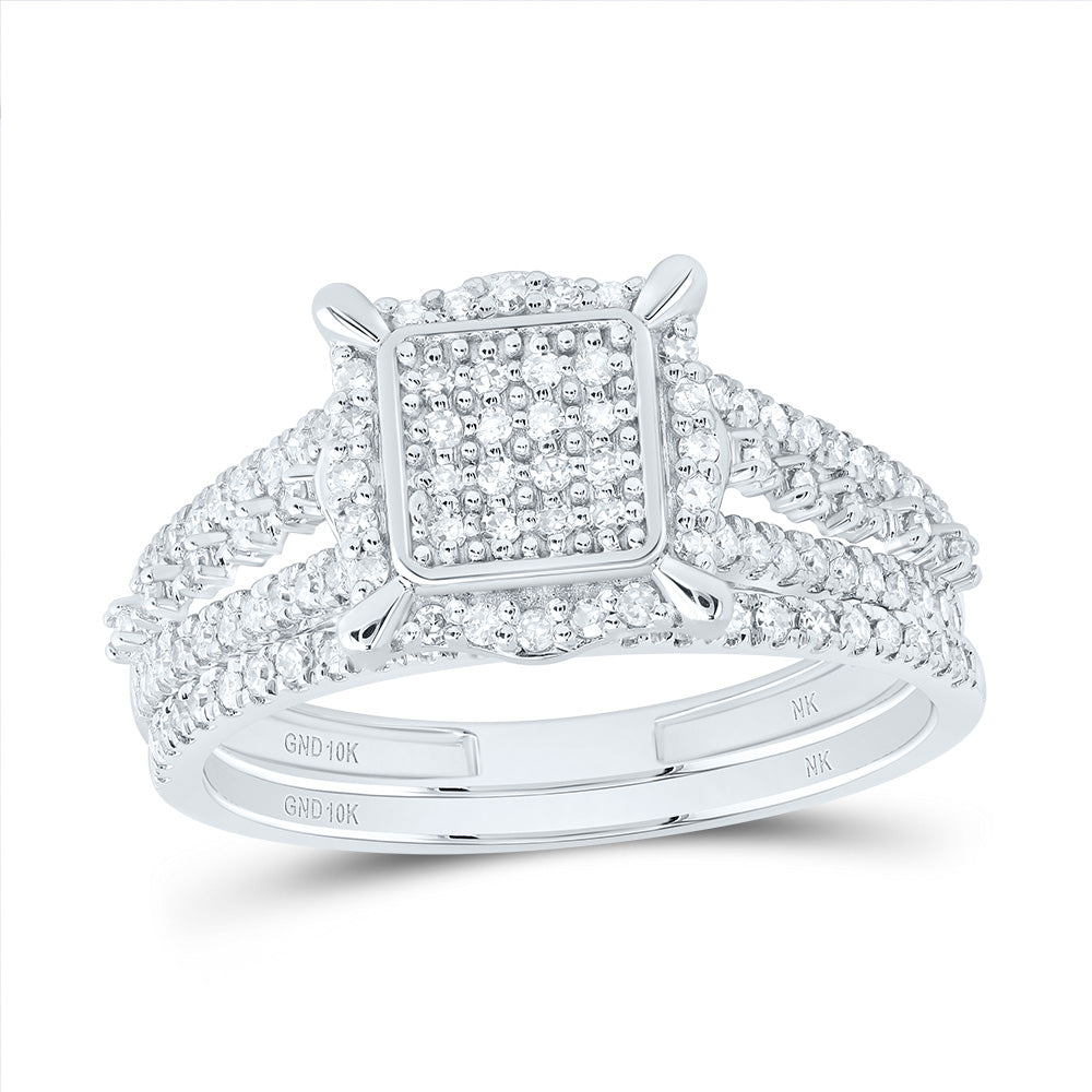 3/8CTW-NAT DIA NK FASHION SQUARE BRIDAL SET 7 Daisy Joyeria