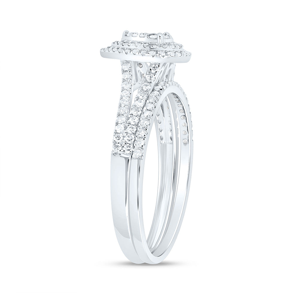 3/8CTW-NAT DIA NK PEAR DOUBLE HALO BRIDAL SET 7 Daisy Joyeria