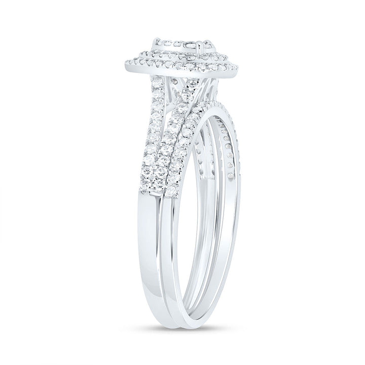 3/8CTW-NAT DIA NK PEAR DOUBLE HALO BRIDAL SET 7 Daisy Joyeria