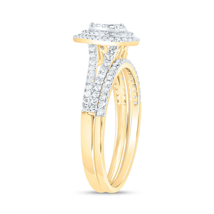 3/8CTW-NAT DIA NK PEAR DOUBLE HALO BRIDAL SET 7 Daisy Joyeria