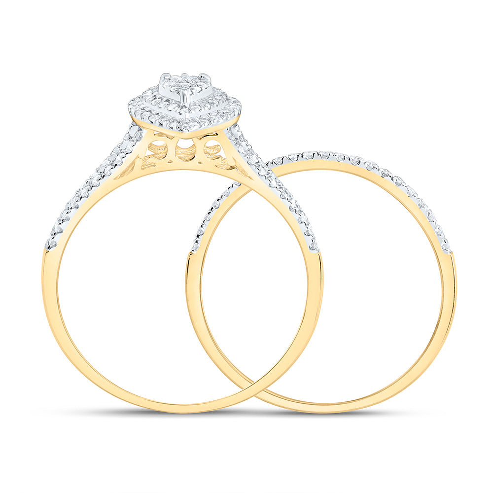 3/8CTW-NAT DIA NK PEAR DOUBLE HALO BRIDAL SET 7 Daisy Joyeria