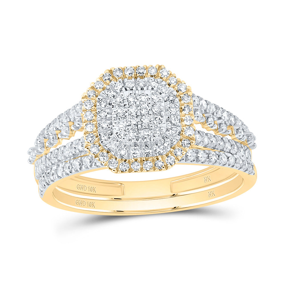 1/2CTW-NAT DIA NK OCTAGON DOUBLE HALO BRIDAL SET 7 Daisy Joyeria