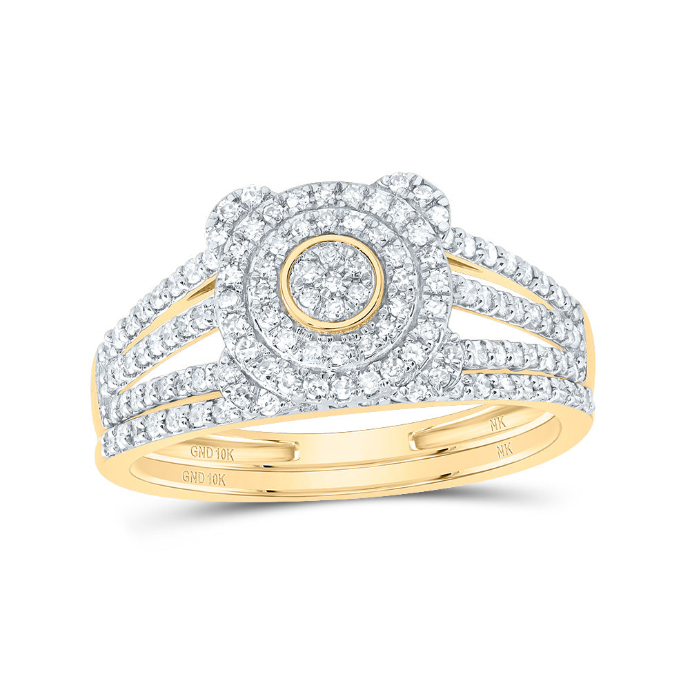 1/2CTW-NAT DIA NK ROUND DOUBLE HALO BRIDAL SET 7 Daisy Joyeria