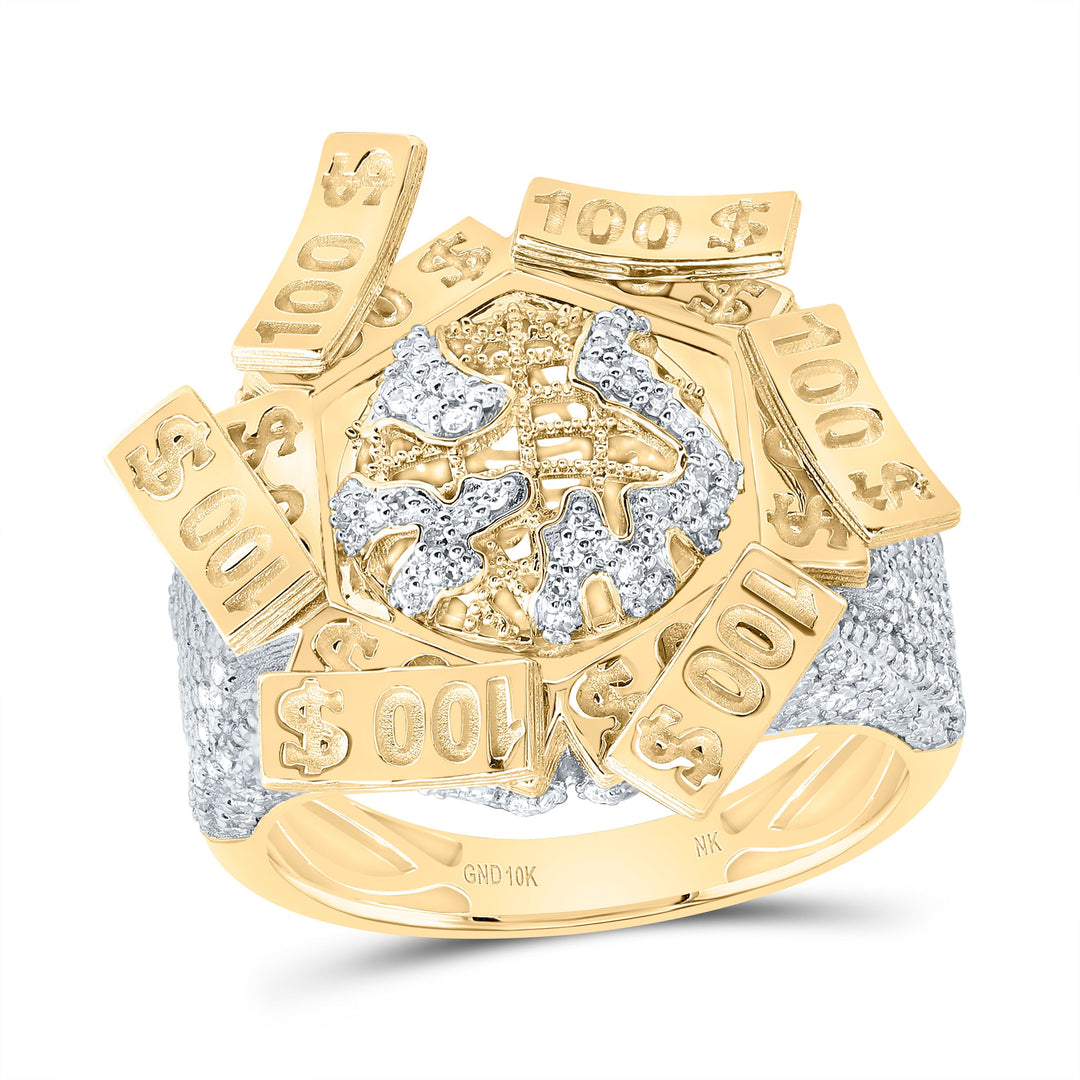 1CTW-NAT DIA NK WORLD MAP MEN'S RING 10 Daisy Joyeria