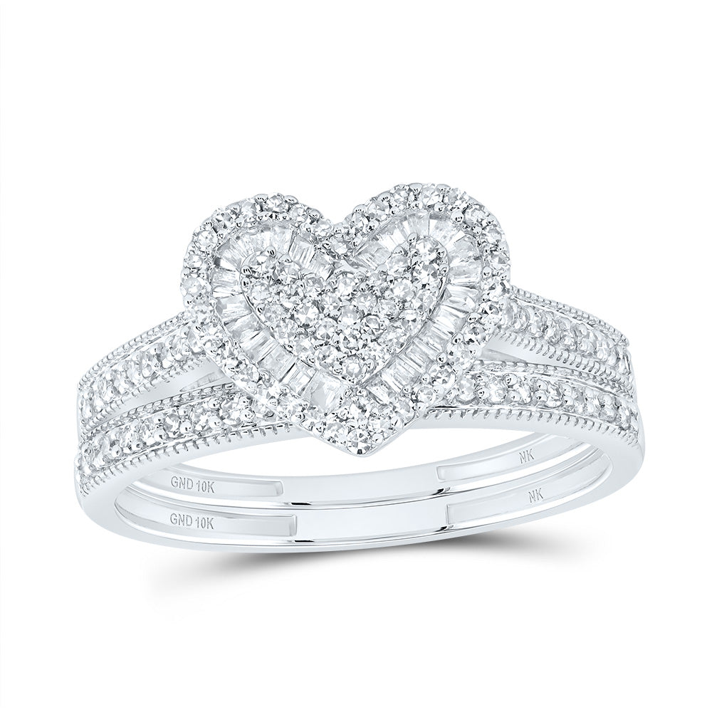 1/2CTW-NAT DIA NK FASHION HEART BRIDAL SET 7 Daisy Joyeria