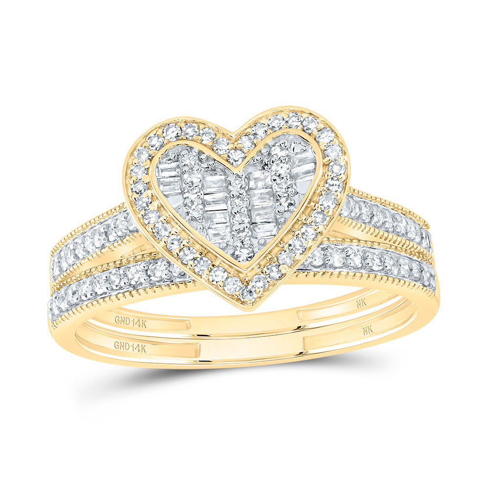1/3CTW-NAT DIA NK FASHION HEART BRIDAL SET 7 Daisy Joyeria