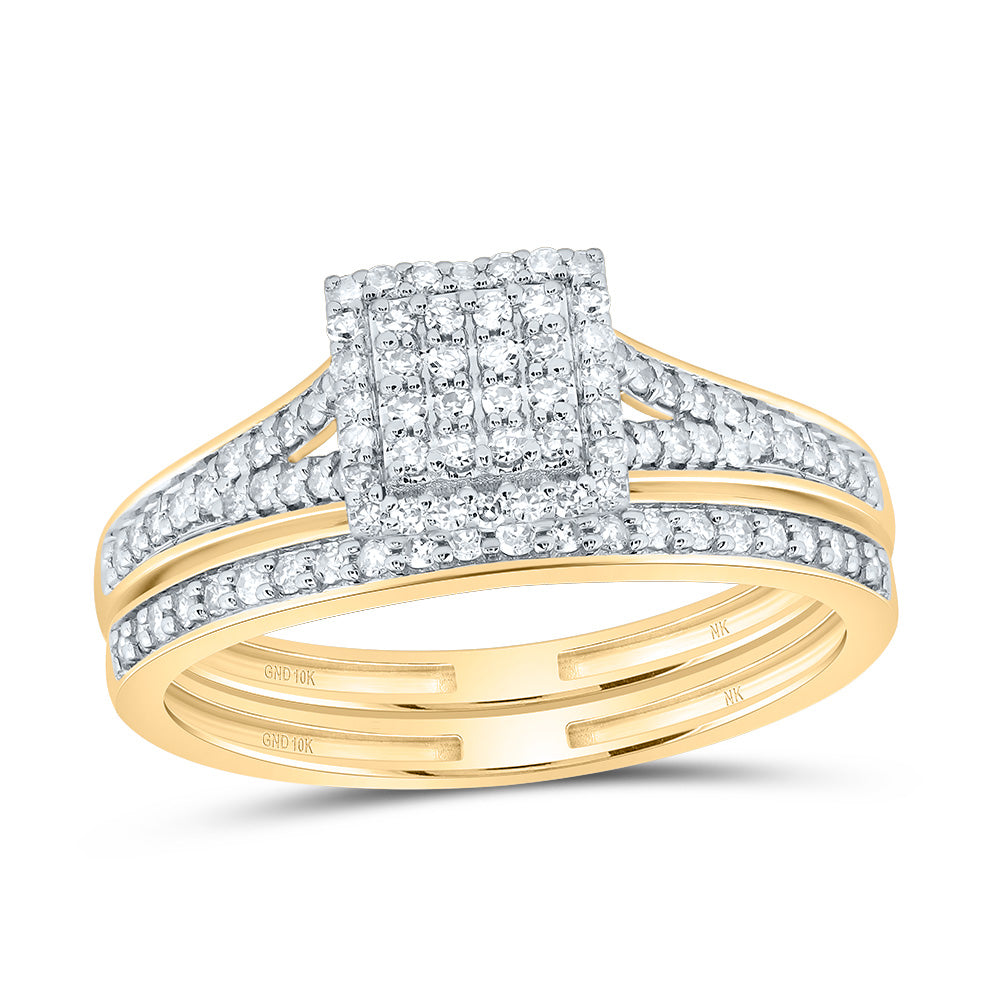 3/8CTW-NAT DIA NK FASHION SQUARE BRIDAL SET 7 Daisy Joyeria
