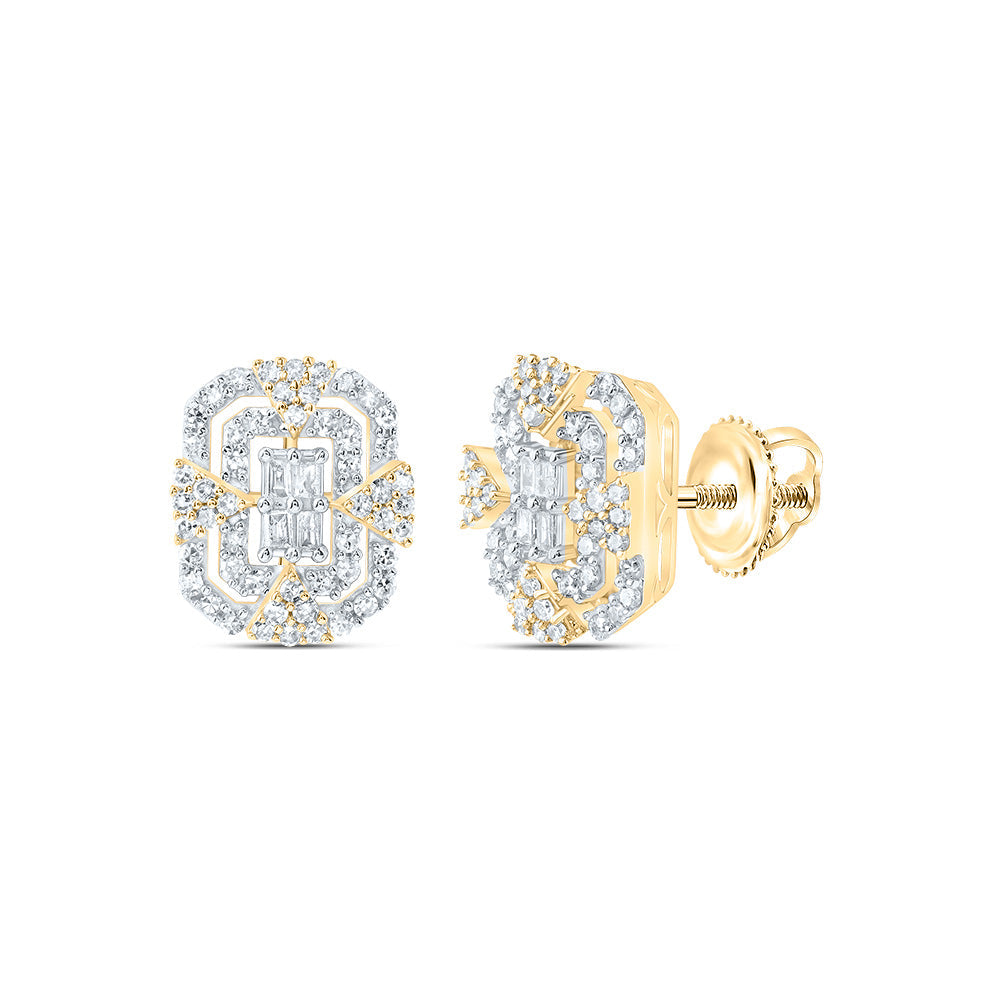 1/2CTW-NAT DIA NK FASHION EMERALD STUD EARRING Daisy Joyeria