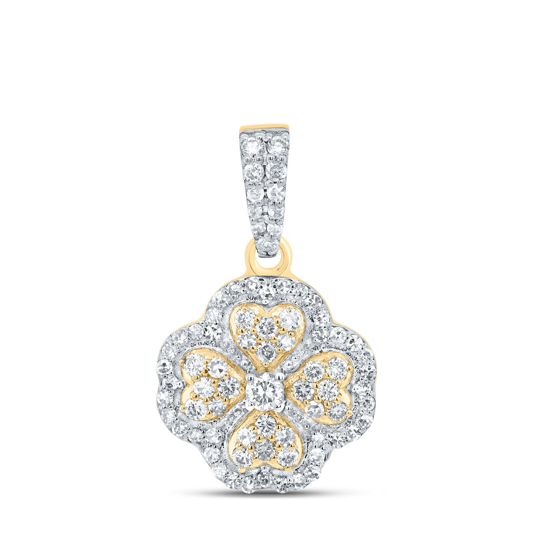 3/8CTW-NAT DIA NK FASHION CLOVER PENDANT Daisy Joyeria