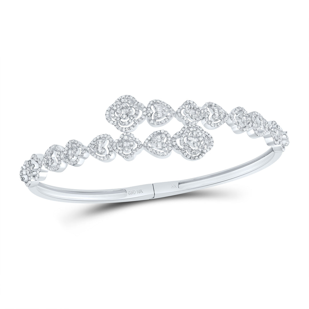 1 5/8CTW-NAT DIA NK FASHION CLOVER-HEART BANGLE (55X65MM) Daisy Joyeria