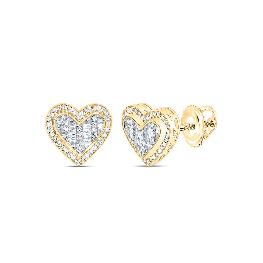 1/4CTW-NAT DIA NK FASHION HEART STUD EARRING Daisy Joyeria