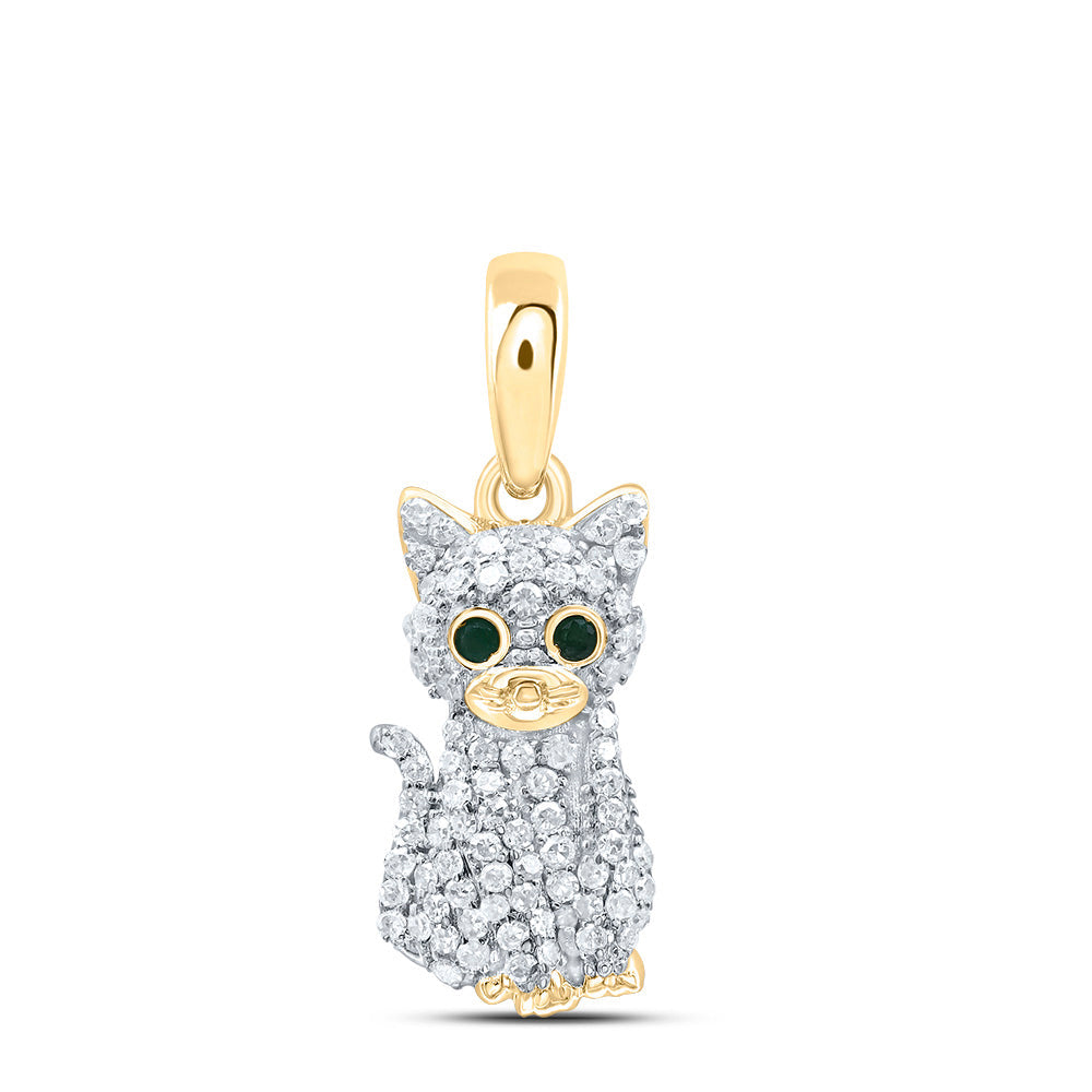 1/5CTW-NAT DIA P1 GIFT 0.012CTW RD-EM NAT-GEM CAT PENDANT Daisy Joyeria