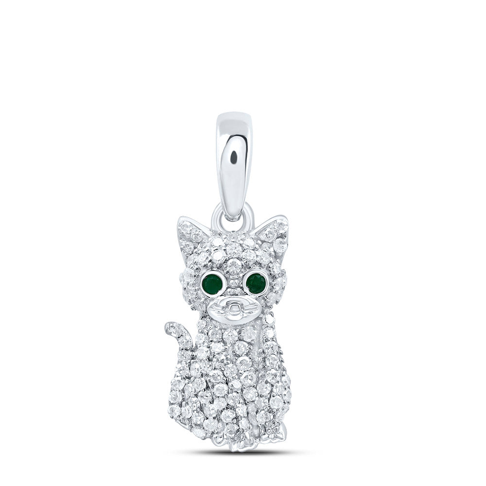 1/5CTW-NAT DIA P1 GIFT 0.012CTW RD-EM NAT-GEM CAT PENDANT Daisy Joyeria