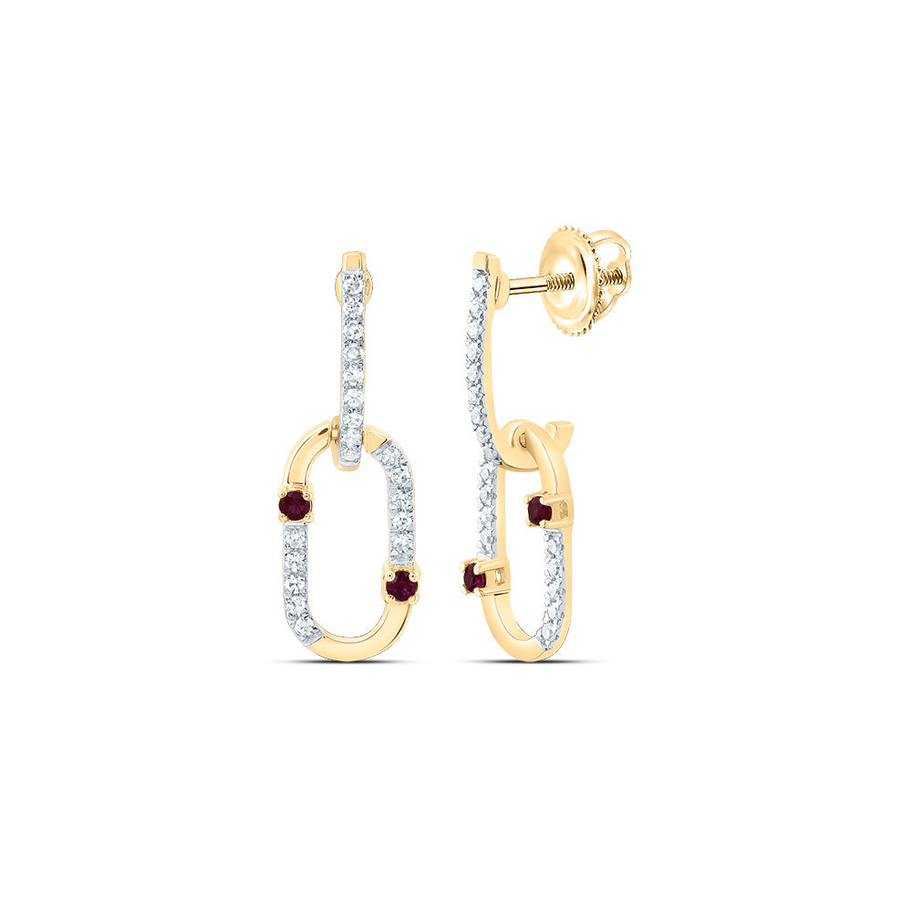 1/6CTW-NAT DIA CN 1/20CTW RD-RU NAT GEM PAPER CLIP DANGLING EARRING Daisy Joyeria