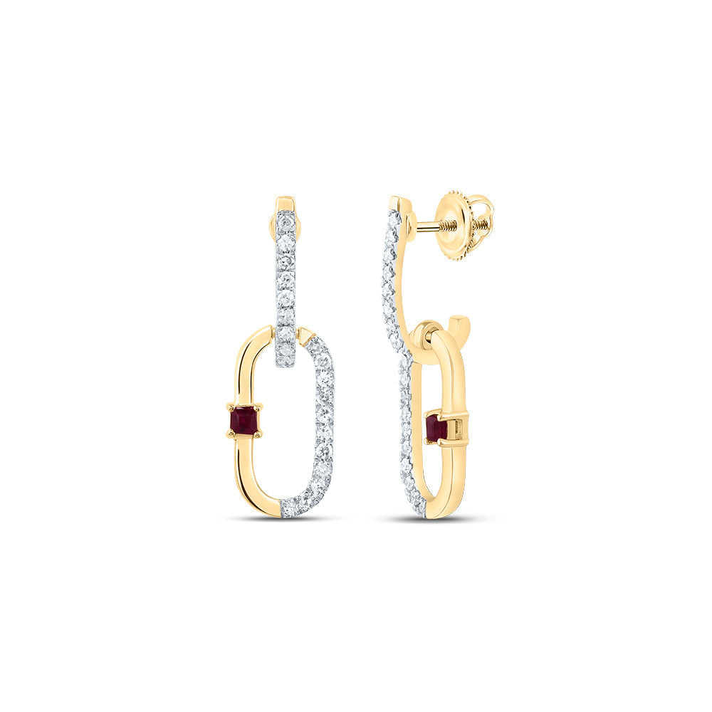 1/6CTW-NAT DIA CN 1.5MM PR-RU NAT GEM PAPER CLIP DANGLING EARRING Daisy Joyeria