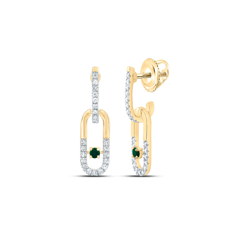 1/6CTW-NAT DIA CN 1.8MM RD-EM NAT GEM PAPER CLIP DANGLING EARRING Daisy Joyeria