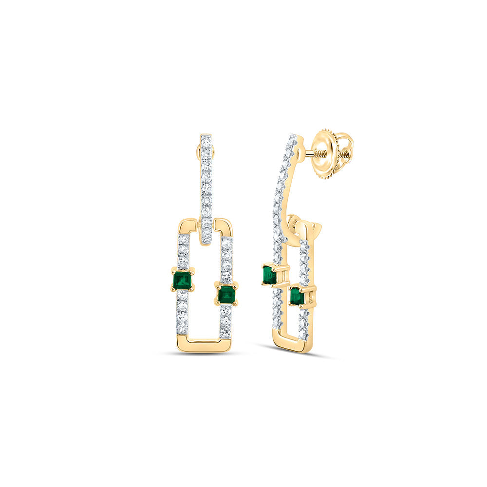 1/5CTW-NAT DIA CN 1/12CTW PR-EM NAT GEM PAPER CLIP DANGLING EARRING Daisy Joyeria