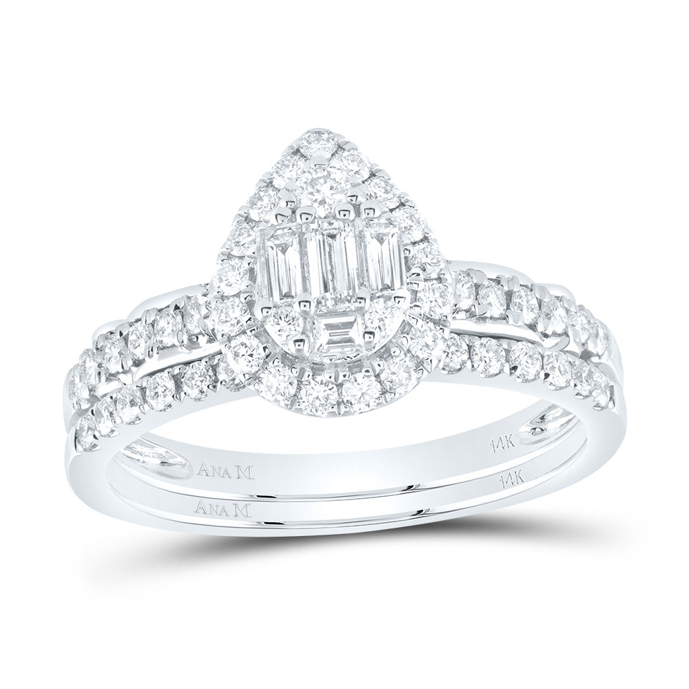 3/4CTW-NAT DIA ANA M  DIANA PEAR BRIDAL SET 7 Daisy Joyeria
