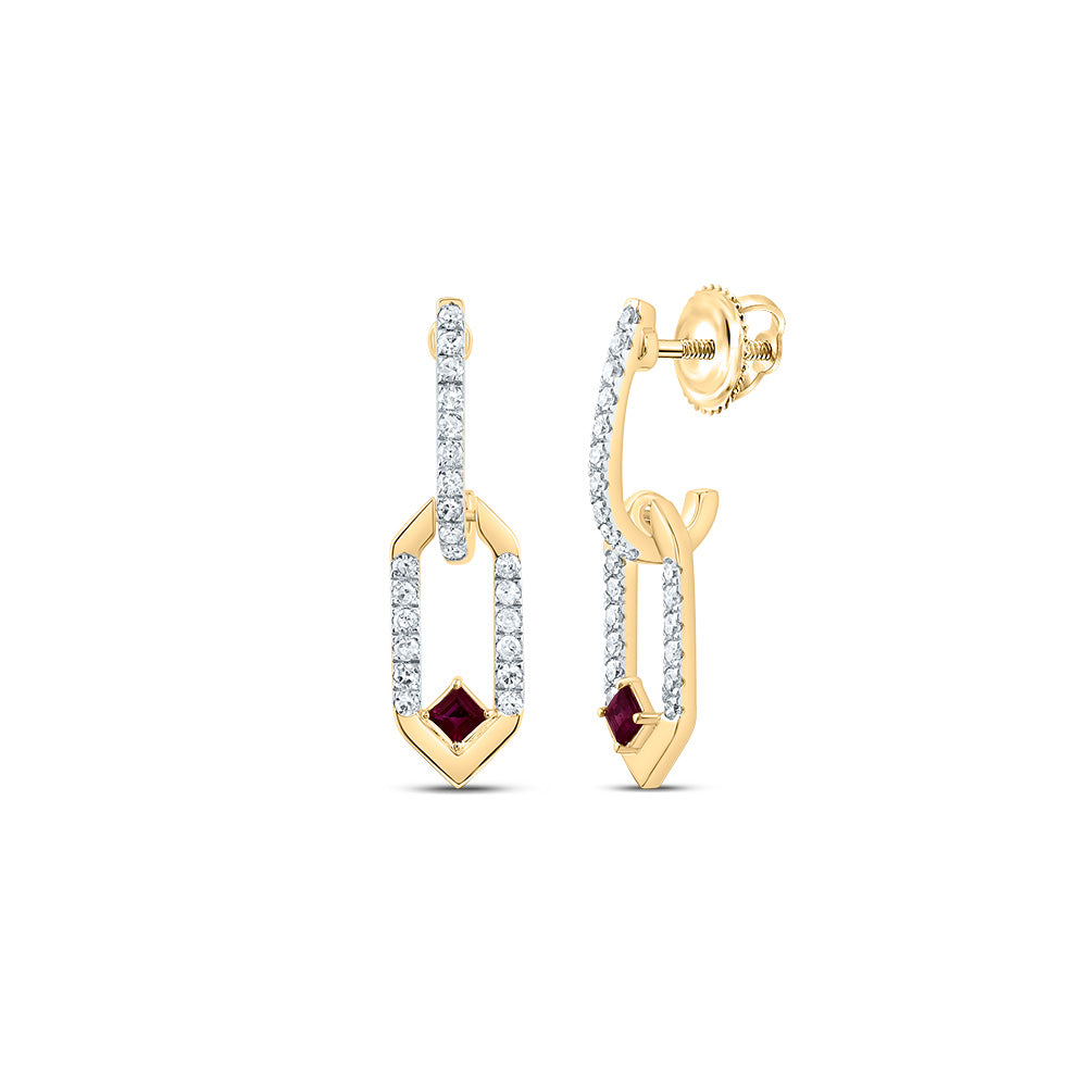 1/6CTW-NAT DIA CN 1.7MM PR-RU NAT GEM PAPER CLIP DANGLING EARRING Daisy Joyeria