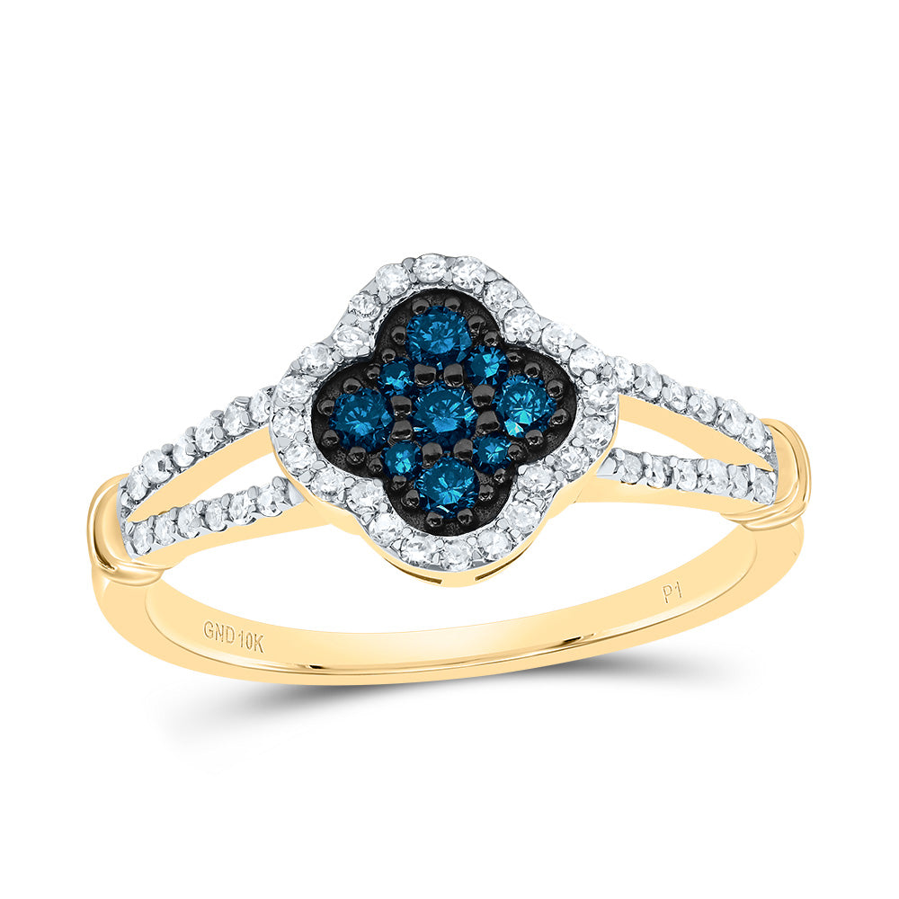 1/3CTW-NAT DIA P1 GIFT BLUE DIAMOND CLOVER RING 7 Daisy Joyeria