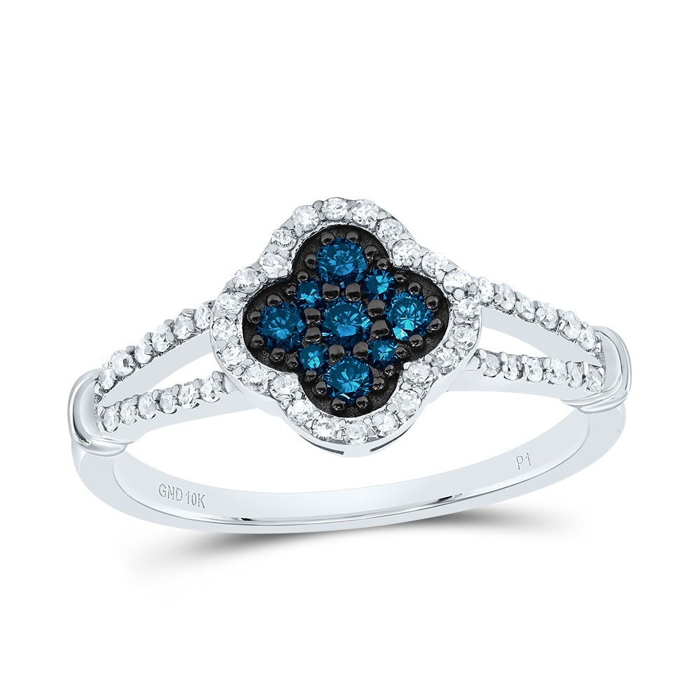 1/3CTW-NAT DIA P1 GIFT BLUE DIAMOND CLOVER RING 7 Daisy Joyeria