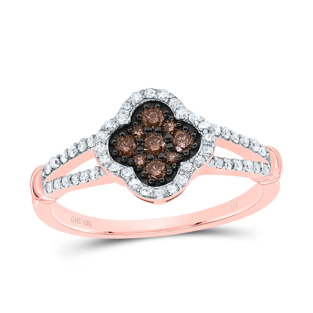 1/3CTW-NAT DIA P1 GIFT COGNAC NATURAL CLOVER RING 7 Daisy Joyeria