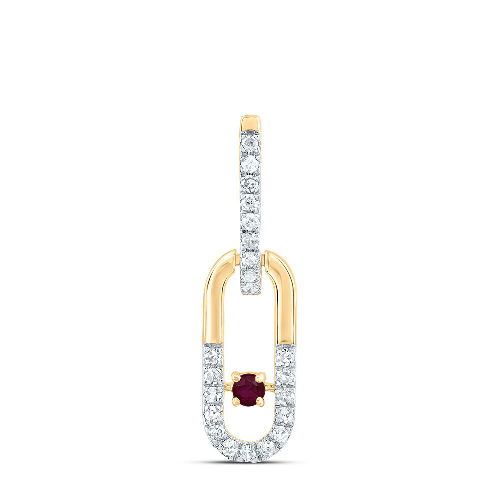 1/10CTW-DIA CN 1.8MM RD-RU NAT GEM PAPER CLIP PENDANT Daisy Joyeria