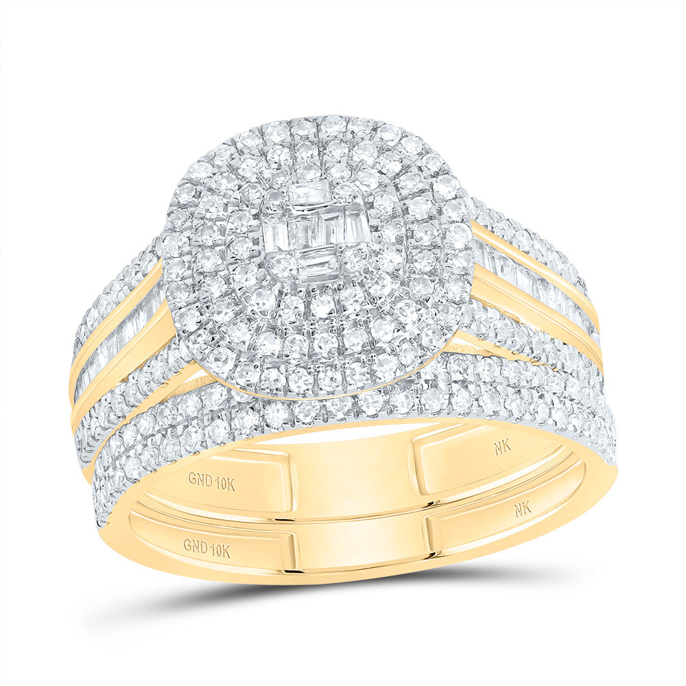 7/8CTW-DIA NK CUSHION DOUBLE HALO BRIDAL SET 7 Daisy Joyeria
