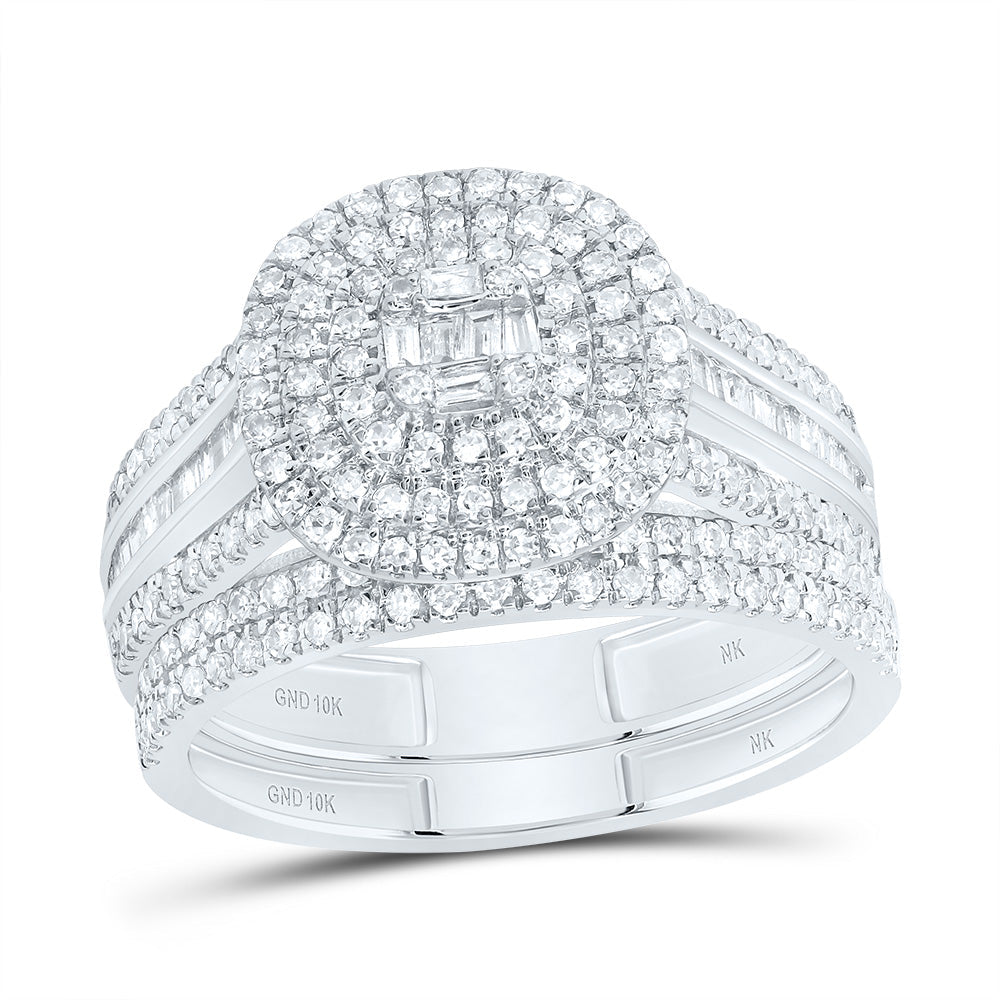 7/8CTW-DIA NK CUSHION DOUBLE HALO BRIDAL SET 7 Daisy Joyeria