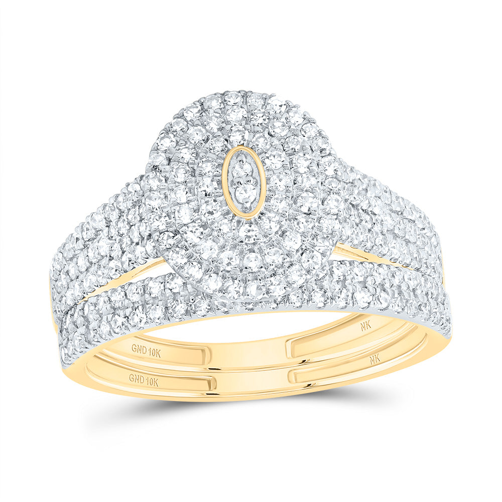 5/8CTW-DIA NK OVAL DOUBLE HALO BRIDAL SET 7 Daisy Joyeria
