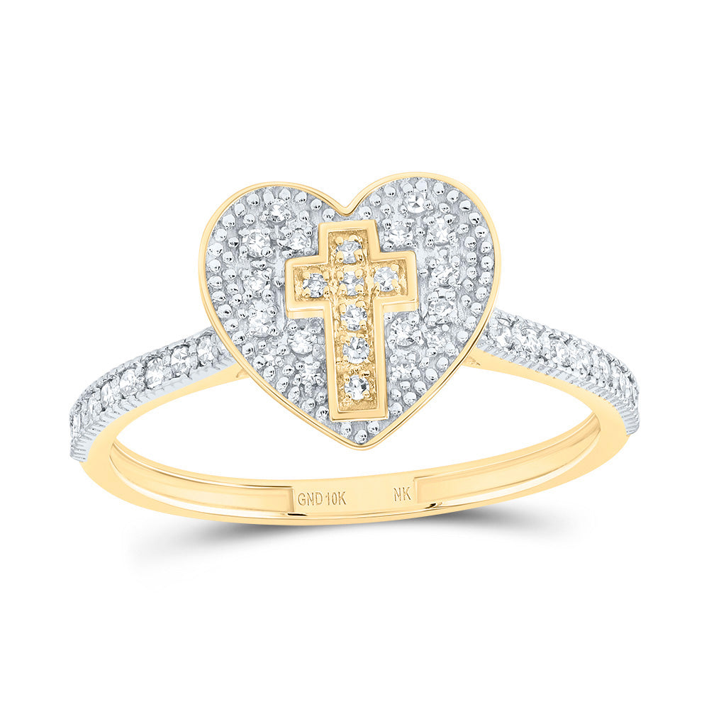 1/5CTW-NAT DIA NK GIFT CROSS HEART RING 7 Daisy Joyeria