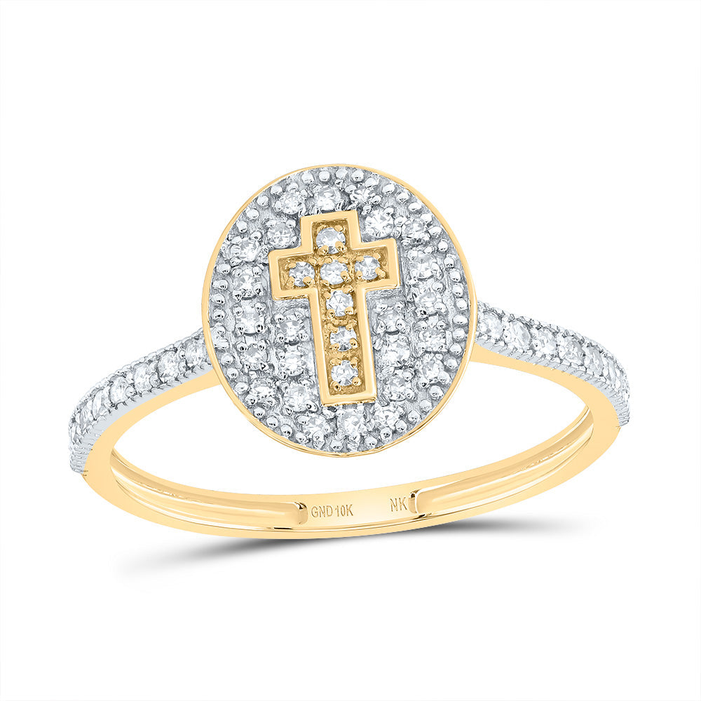 1/4CTW-DIA NK GIFT CROSS OVAL RING 7 Daisy Joyeria