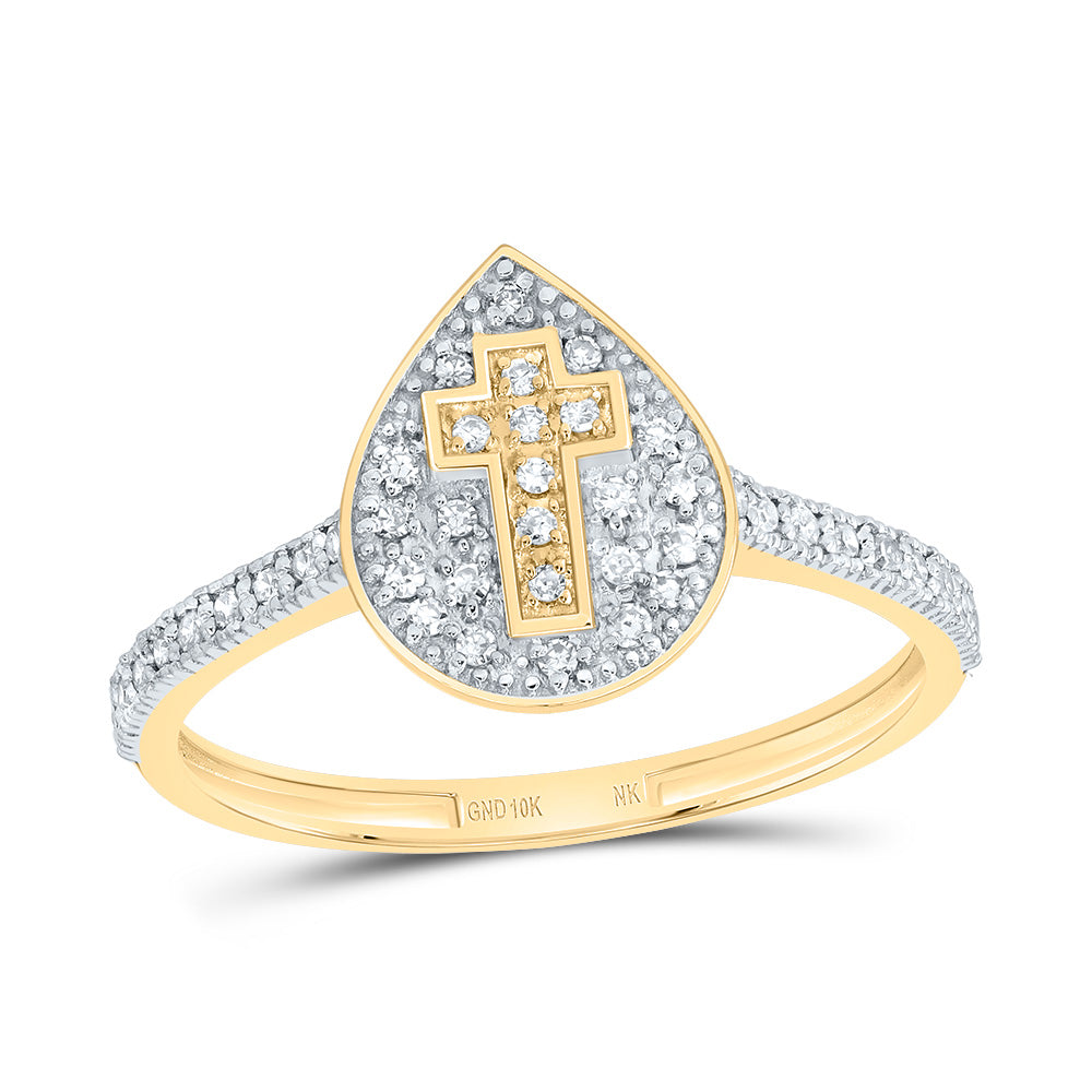 1/6CTW-DIA NK GIFT CROSS PEAR RING 7 Daisy Joyeria