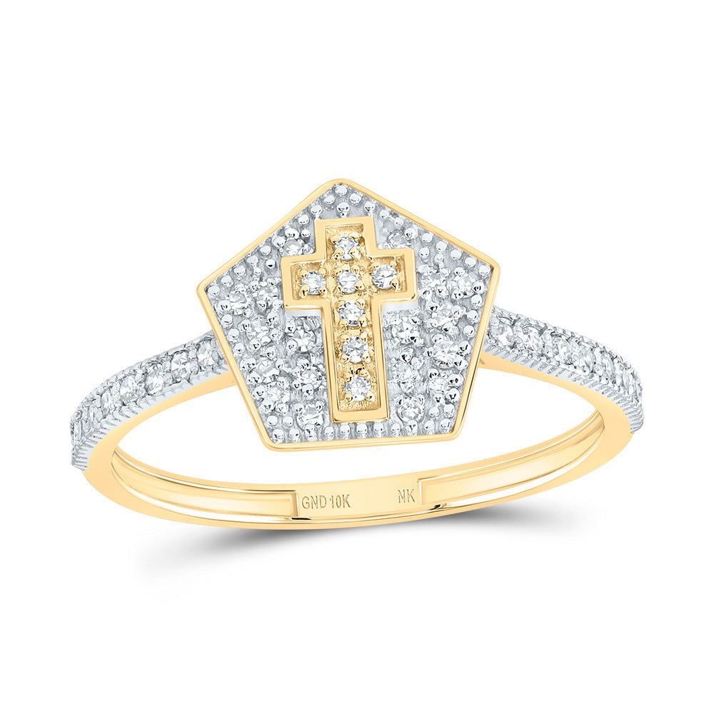1/5CTW-DIA NK GIFT CROSS PENTAGON RING 7 Daisy Joyeria