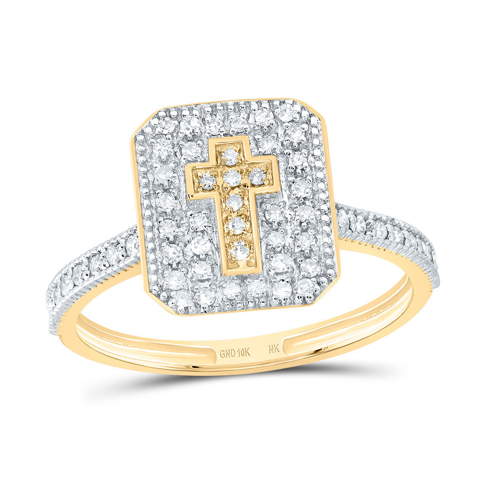 1/4CTW-DIA NK GIFT CROSS EMERALD RING 7 Daisy Joyeria