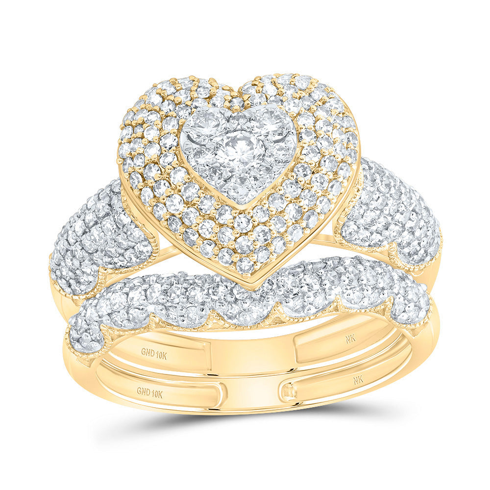 1 1/5CTW-NAT DIA NK FASHION HEART BRIDAL SET 7 Daisy Joyeria