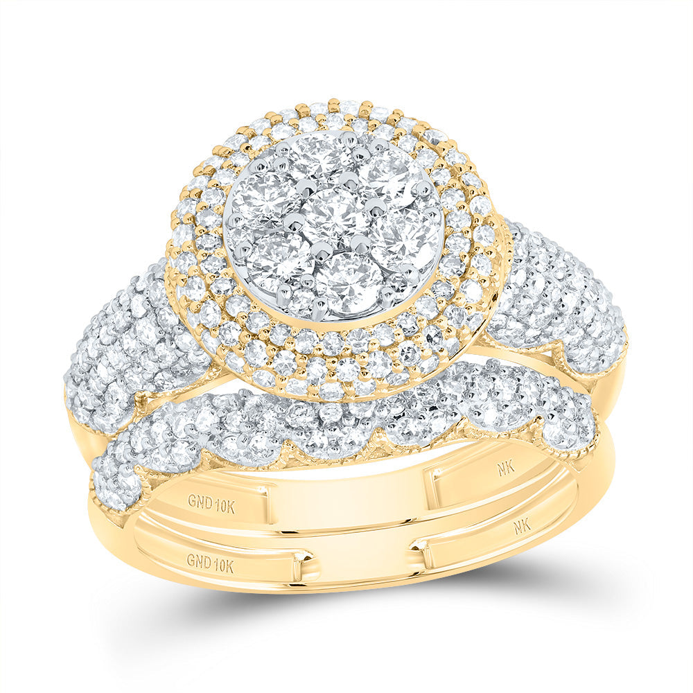 1 1/2CTW-DIA NK FASHION ROUND FLOWER BRIDAL SET 7 Daisy Joyeria