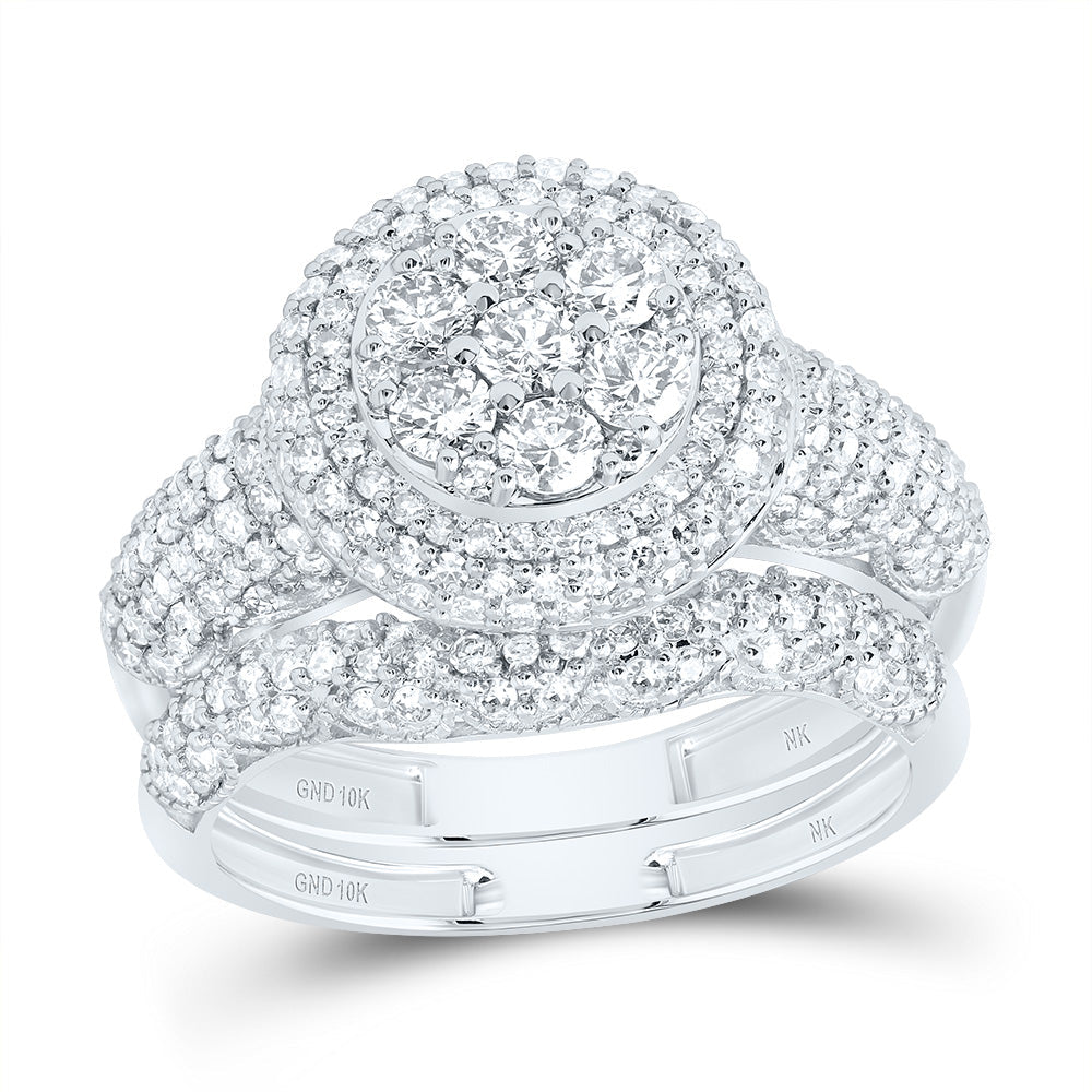 1 1/2CTW-DIA NK FASHION ROUND FLOWER BRIDAL SET 7 Daisy Joyeria