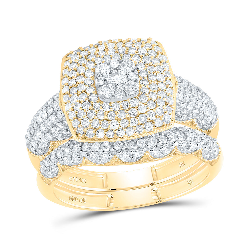 1 1/5CTW-DIA NK FASHION CUSHION BRIDAL SET 7 Daisy Joyeria