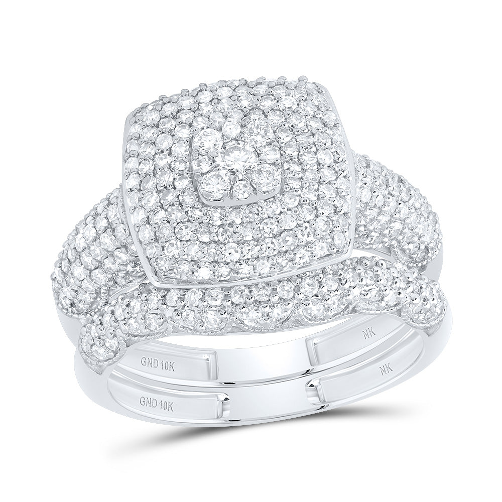 1 1/5CTW-DIA NK FASHION CUSHION BRIDAL SET 7 Daisy Joyeria